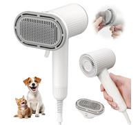 Brosse de toilettage professionnelle 2 en 1 pour chien avec peigne amovible, température/vitesse réglables, brosse portable pour chiens et chats