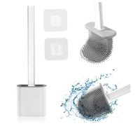Brosse de Toilette Brosse WC Suspendu Brosse de Toilette en Silicone,Très approprié pour Les Coins et Les Petits espaces Entre Les Toilettes et Le Mur (Blanc)