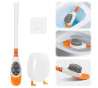 Brosse de Toilette Créative en Silicone, Épurateur de Toilettes en Forme de Canard avec Support, Brosse WC en Silicone Flexible et Plate, Ensemble Brosse de Toilette et Support pour Maison Hôtel École