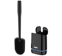 Brosse de toilette et support MRSIgA, poils durables et flexibles, brosse de toilette murale pour le nettoyage de la salle de bain, noir, 1 paque