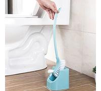 Brosse de toilette fine et compacte pour salle de bain, brosse WC et support, système de nettoyage pour cuvette de toilette avec baguette à récurer, brosses de nettoyage robustes (bleu, taille unique)
