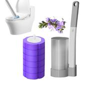 Brosse de Toilette Jetable 2025 - Kit de Nettoyage Hygiénique pour Toilettes, Lavabo, Baignoire - avec Têtes de Brosse de Rechange (Brosse Grise + Lavande)
