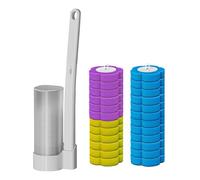 Brosse de toilette jetable avec 24 recharges de nettoyant éponge avec socle, brosse WC, système de nettoyage WC, kit de support pour lavabo, baignoire, lavabo