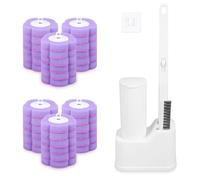 Brosse de toilette, jetable, avec 36 recharges de nettoyant, avec brosse de nettoyage des joints étroites, pour salle de bain, lavabo, baignoire, sol (violet)