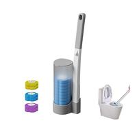 Brosse de toilette jetable avec support en éponge - Tête de recharge pour cuvette de toilette - Outil de nettoyage avec 6 têtes de brosse jetables - Gris
