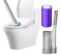 Brosse de toilette jetable avec têtes de rechange Gris/lavande Idéal pour le nettoyage de l'évier, de la baignoire et de la piscine