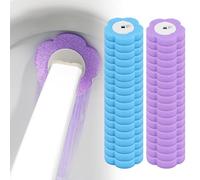 Brosse de toilette, jetable, avec têtes de rechange pour tige de toilette, brosse de toilette, brosse WC avec nettoyant nettoyant recharges éponge (36 têtes de rechange, jaune violet)