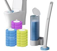 Brosse de toilette jetable, brosse de nettoyage pour cuvette de toilette avec 54 recharges, système de nettoyage jetable avec support pour le nettoyage de la salle de bain (ensemble de brosses + 18