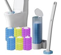 Brosse de toilette jetable, brosse de nettoyage pour cuvette de toilette avec 54 recharges, système de nettoyage jetable avec support pour le nettoyage de la salle de bain (ensemble de brosses + 36
