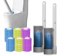Brosse de toilette jetable, brosse de nettoyage pour cuvette de toilette avec 54 recharges, système de nettoyage jetable avec support pour le nettoyage de la salle de bain (2 brosses + 36 têtes de
