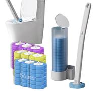 Brosse de toilette jetable, brosse de nettoyage pour cuvette de toilette avec 54 recharges, système de nettoyage jetable avec support pour le nettoyage de la salle de bain (ensemble de brosses + 54