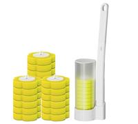 Brosse de Toilette jetable | Ensemble de Brosse Toilette et Support jetables et 18 têtes Recharge Citron, système Nettoyage, Outil Nettoyage Multi-Surfaces pour évier, Baignoire, la