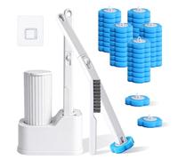 Brosse de toilette, jetable, murale, avec brosse à joints et 40 recharges de nettoyant, poignée allongée et support, pour toilettes, baignoire, lavabo