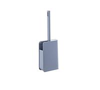 brosse de toilette La brosse de toilette a une longue poignée et des poils épais avec base de drainage et poignée suspendue Kit de brosse de toilette peu encombrant(Gris)