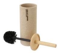 Brosse de toilette WC avec support en polyrésine/bois coloris beige - Diamètre 11 x Hauteur 38 cm -JUANIO- G