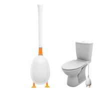 Brosse de Toilettes et Support Adorable Duck Forme de Canard NO-Drill Mur Mourne Silicone BRSITINE BRIETS avec 4 têtes Finition différentes et poignée Ergonomique pour Les salles Bains à l'h
