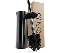 Brosse de Toilettes ovimar Loftet Brosse en Silicone Gunmetal en Acier Inoxydable avec Couvercle autoportant pour Salle de Bain et WC invités Brosse de Toilettes avec tête de Brosse Interchangeable