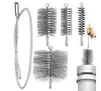 Brosse de tuyau de poêle, outil de débouchage flexible en acier inoxydable, outil de nettoyage adaptable de tuyau de poêle, nettoyant ignifuge pour brûleurs, sèche-linges, chaudières, cheminée, gril