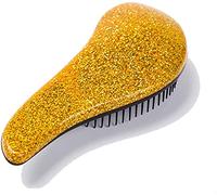 Brosse démêlante - Brosse à cheveux démêlante pour femmes, filles et enfants - Pour démêler les cheveux mouillés, fins, bouclés, épais, afro et longs - (jaune pailleté)