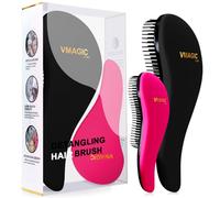 Brosse démêlante - Glisse à travers les cheveux emmêlés - Meilleure brosse pour femmes, filles, hommes et garçons - Utilisation humide et sèche (noir et rose rouge)