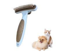 Brosse Démêlante pour Chien,Peigne Sous-poil Double Rangée pour Toilettage | Système Autonettoyant Bouton Pression, Dents Métalliques Design Étagé, Poignée TPR Ergonomique Antidérapante