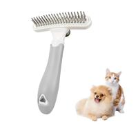 Brosse Démêlante pour Chien,Peigne Sous-poil Double Rangée pour Toilettage | Système Autonettoyant Bouton Pression, Dents Métalliques Design Étagé, Poignée TPR Ergonomique Antidérapante