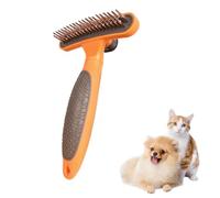 Brosse Démêlante pour Chien,Peigne Sous-poil Double Rangée pour Toilettage | Système Autonettoyant Bouton Pression, Dents Métalliques Design Étagé, Poignée TPR Ergonomique Antidérapante
