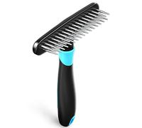 Brosse démêlante pour chien - Râteau pour sous-poils pour chiens, chats, poils courts et longs - Brosse pour la perte de poils - Double rangée de broches en acier inoxydable - Réduit la perte de poils