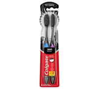 Brosse dents au charbon Colgate 360 pour adultes, lot de 2 brosses dents souples