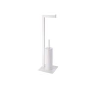 Tendance - Brosse et Dérouleur Papier WC Métal - Blanc - Salle de Bain - Petit Mobilier