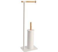 Brosse + dérouleur WC métal blanc et bambou Blanc et bambou G