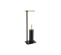 Brosse + dérouleur WC métal noir et bambou