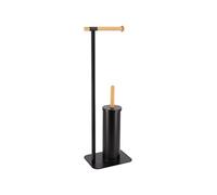 Brosse + dérouleur WC métal Noir et Bambou - Noir