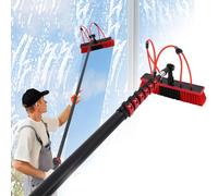 Brosse d'extérieur alimentée à l'eau pour poteau de 3,6 à 10,8 m, outil de nettoyage des panneaux solaires, brosse rotative à 180° et poteau d'alimentation en eau pour fenêtres hautes d'intérieur