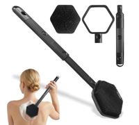 Brosse Dos Douche à Long Manche Extensible Brosse Douche Amovible en Silicone Double Face Réglable à 3 Longueurs (36/44/53 cm) pour un Nettoyage Sans Effort du Dos et de Tout le Corps Noir