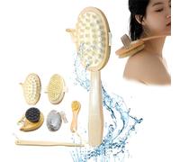 Brosse Dos Douche,Brosse Corps A Sec,Ensemble De 6 PièCes Brosse Douche，Avec Masseur, Brosse à Pieds, Pierre Ponce, Brosse Nettoyante Pour Le Visage,Peut Nettoyer Le Dos Dans Toutes Les Directions