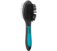 TRIXIE Brosse à poils bilatérale pour différents types de poils - poils en nylon et poils métalliques avec picots - manche plastique caoutchouté - noir/bleu - 5 x 19 - 24151