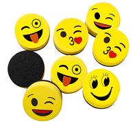Brosse Effaceur Magnétique 16PCS Smiley Enfants Gomme au Tableau Blanc, Nettoyant Éponge pour les Stylos à Effacer à Sec et les Marqueurs - 5 cm Nettoyant Caoutchouc pour école, Bureau