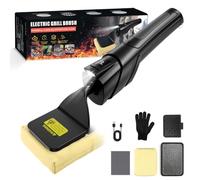 Brosse Électrique Barbecue, Brosse Grille Barbecue Électrique avec Capteur de Pression & Lumière LED, Max 1100 RPM, Autonomie 180 Min, 3 Têtes, Grille Nettoyeur sans Fil pour Les Types de Barbecues