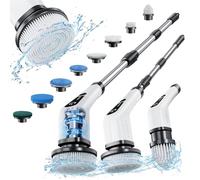 Brosse Electrique Nettoyage Rotative, Brosse de Nettoyage sans Fil avec 8 Têtes de Brosse Remplaçables, Electric Spin Scrubber avec Poignée Réglable de 137cm pour Salle de Bain Cuisine Voiture