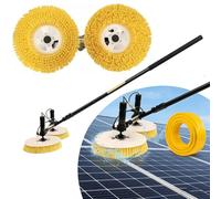 Brosse Électrique Panneaux Solaires Double Tête 65 cm, Brosse pour Panneau Solaire avec Perche Télescopique 3,5 à 7,5 m, Lavage Professionnel Rapide Toit Centrale Solaire 5.5m/18ft