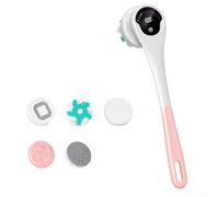 Brosse électrique portable à long manche pour pieds et jambes avec poils souples et rigides pour nettoyage en profondeur 43,2 cm (rose)