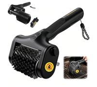 Brosse électrique pour barbecue - Batterie 2600 mAh et étanche - 2 niveaux (590/1000 tr/min) - Avec lumière LED - Brosse de nettoyage électrique pour grilles de barbecue - Avec tête de brosse en acier