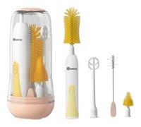 Brosse électrique pour biberons, kit de Nettoyage Rechargeable 6 en 1 avec étui de Rangement - Brosse de Nettoyage Portable pour biberons, gobelets et pailles Jaune