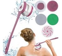 Brosse électrique pour le corps, avec 5 brosses, brosse de douche avec long manche, étanche IP67, 3 vitesses, brosse de nettoyage pour spa, douche, exfoliant, brosse de massage, violet