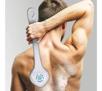 Brosse électrique pour le dos et le corps, 3 vitesses réglables avec long manche, étanche pour la douche, rechargeable avec tête amovible, poils doux en silicone pour le visage et le corps