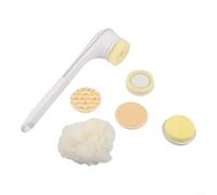 Brosse électrique rechargeable pour le corps avec mode de massage et trois niveaux d'intensité, design ergonomique à long manche pour un accès facile au dos, idéal pour la douche ou le bain, vert