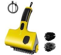 Brosse électrique sans fil pour barbecue avec batterie rechargeable de 2600 mAh et 2 têtes rotatives à 360 °, brosse de nettoyage avec fonction de pulvérisation d'eau, pour barbecue, salle de bain et