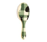 Brosse en bois noir et blanc chat vert Buffalo Plaid Love Home Family Together St Paddle Brosse à cheveux pour femme Brosse à cheveux en bois pour femme Brosse à cheveux de massage en bois