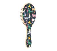 Brosse en bois pour cheveux fins - Brosse à cheveux en bois pour femme - Pour cheveux naturels - Cochon - Licornes - Flamant rose - Pizza Alpaga